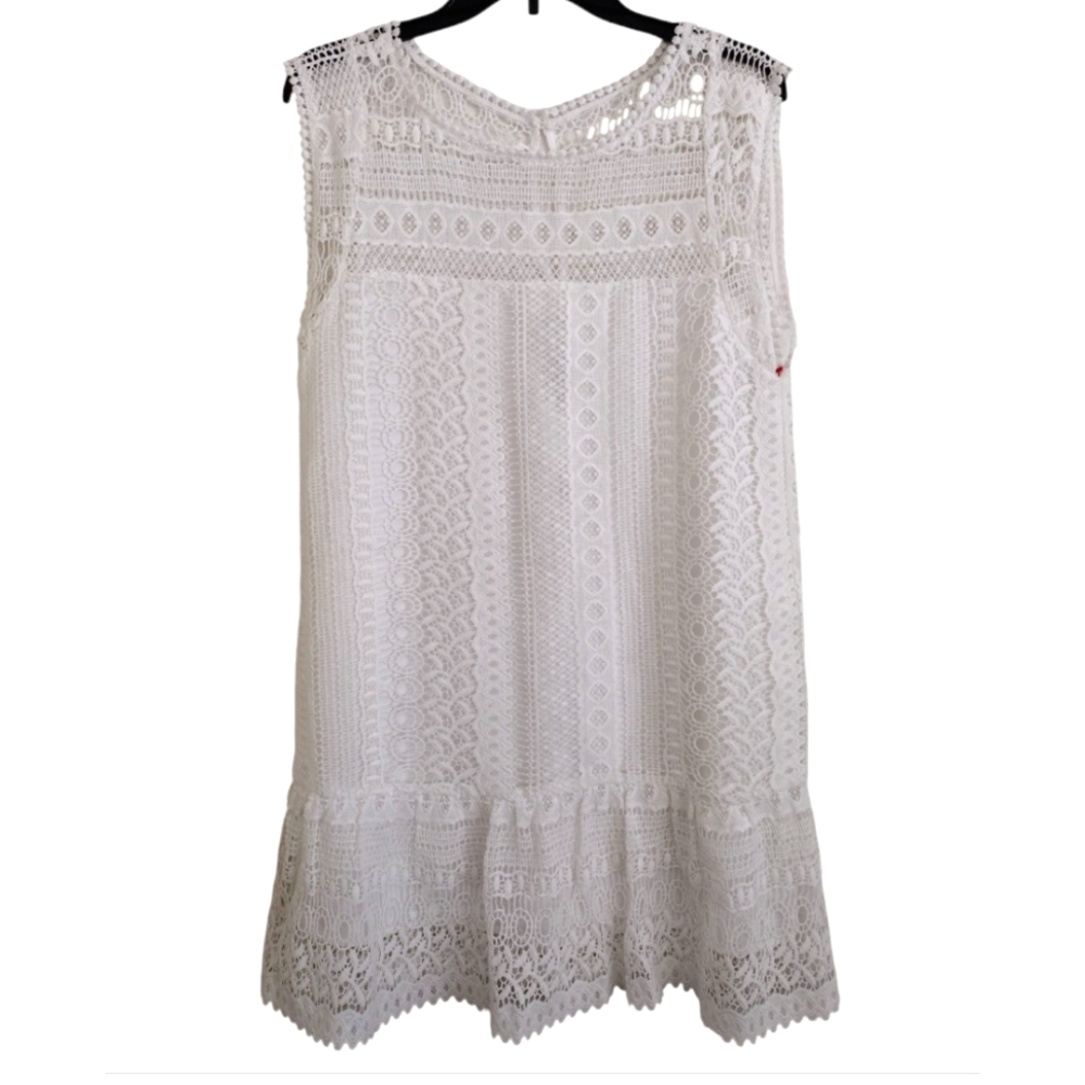 BB Dakota Shirt White Lace Crochet Style Dress Size Small